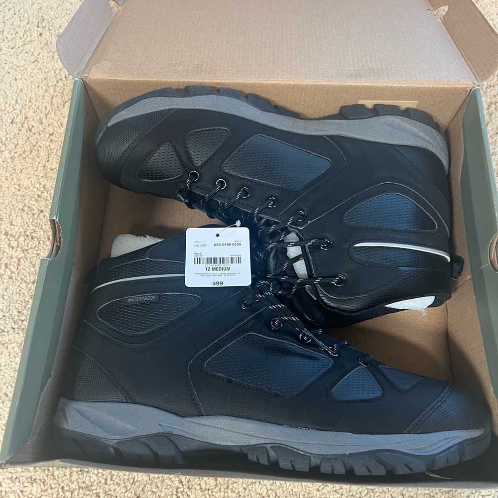 St. John's Bay Men's Black and Gray Rain Boots size 12 M